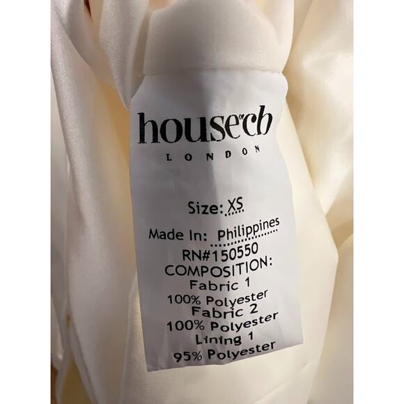 House of CB Carlyn Ivory Satin Balloon Sleeve Mini Dress Size XS Extra Small - Picture 8 of 10